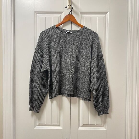 Zara Trafuluc Gray Ribbed Knit Sweater - M - Picture 2 of 12